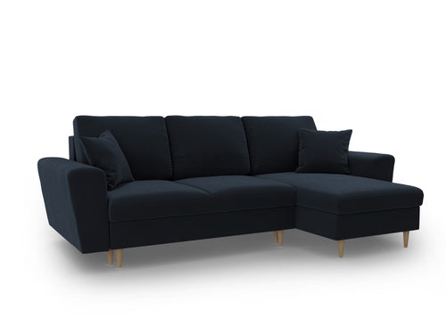 Cosmopolitan Design Omkeerbare converteerbare hoekbank met opbergdoos Kyoto 4-zits, flueel donkerblauw - 145x241x88cm