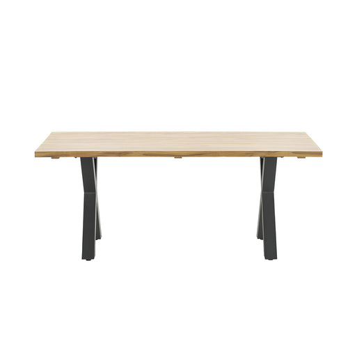Zeus dining tafel - 180x100 cm - carbon black - teak look - vtwonen shop