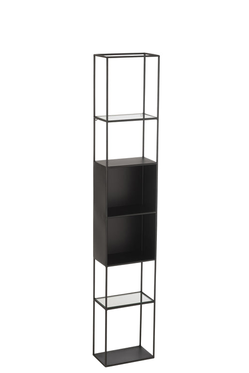 J-Line rek Ricard - metaal/glas - zwart