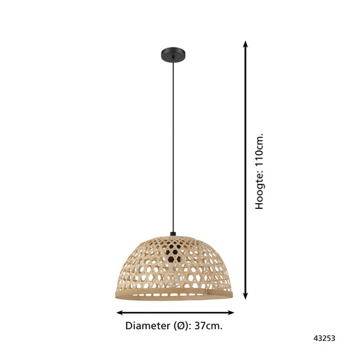 EGLO hanglamp Claverdon - 1 lichts - ø37 cm - e27 - zwart - vtwonen shop