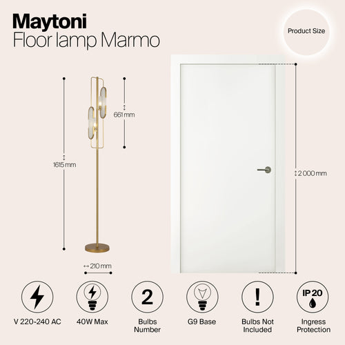 Maytoni - Vloerlamp Marmo - Goud - Ø23 - vtwonen shop