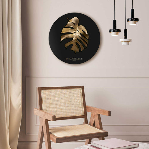 Reinders glasschilderij Monstera Goud - Ø 50cm