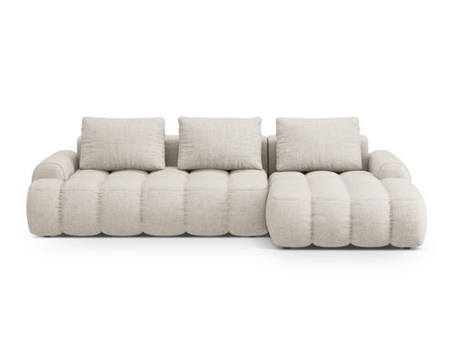 Cosmopolitan Design Converteerbare hoekbank rechts met opbergdoos Linz 3-zits, structurele stof beige - 142x275x84cm