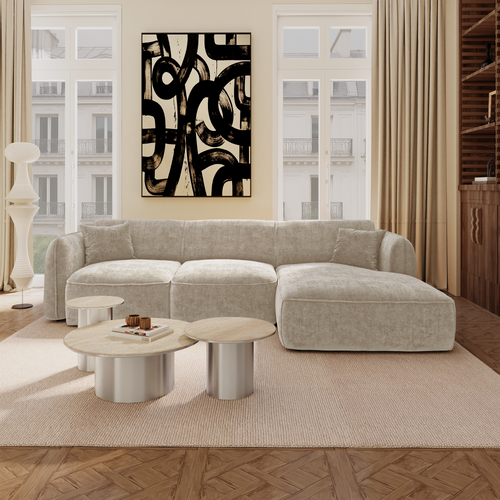 Premium Interiors - Rechthoekige hoekbank LOMI - gewaafd fluweel mol 272cm