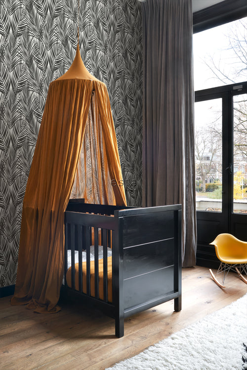 ESTAhome behang palmbladeren zwart en wit - 53 cm x 10.05 m - 139008 - vtwonen shop