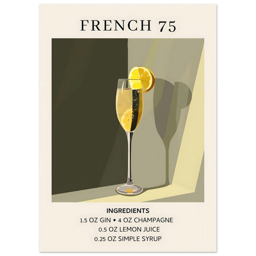 Artfulprints  French 75 cocktail - Ingrediënten   poster 50x70 cm - vtwonen shop