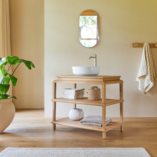 Tikamoon Wastafelmeubel van massief teak 95 cm - Naturel