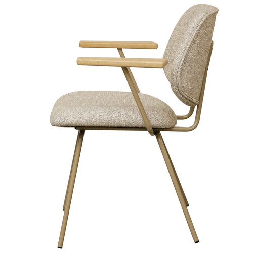 Furnhouse eetkamerstoelen armleuning Sofia - Beige - Stof (Bouclé) - Set van 4