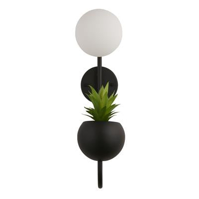 Searchlight Lunar Wandlamp Zwart Metaal & Opaal Glas