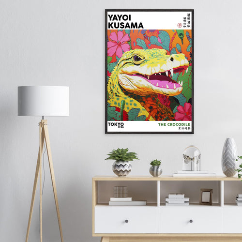 Artfulprints Poster met Lijst Yayoi Kusama - The crocodile   - A4 21x29.7 cm - Meerkleurig