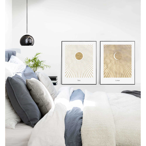 Reinders Sun and Moon schilderijen set -  goud - hobbyruimte - 50x40cm