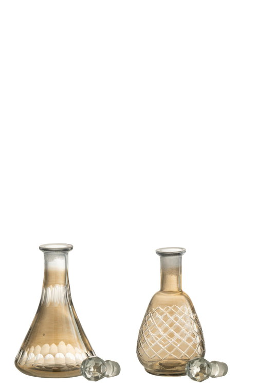 J-Line karaf Geruit Motieven - glas - grijs/greige - 2 stuks - vtwonen shop