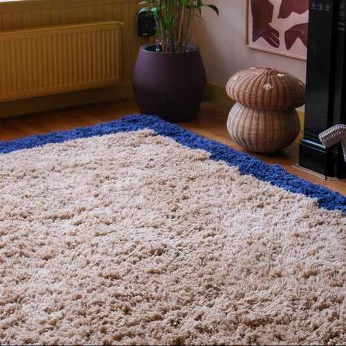 Interieur05 vloerkleed Pilo - hoogpolig - beige/blauw - 160 x 230 cm