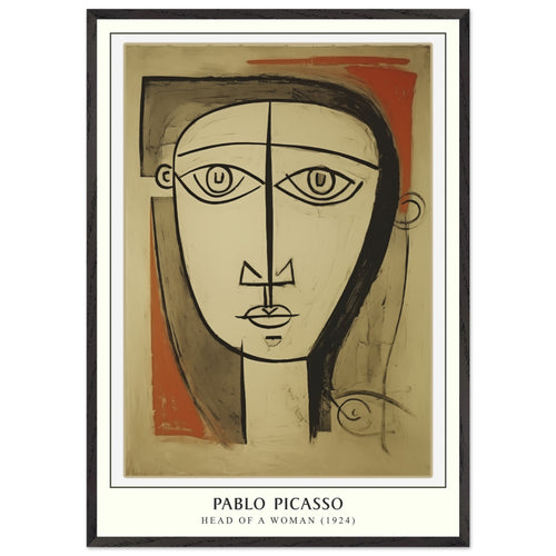 Artfulprints Poster met Lijst Pablo Picasso - Head of a woman   - 70x100 cm - Bruin