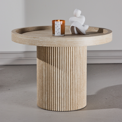 Nest living Micah Houten Bijzettafel Beige - Ø 60 cm