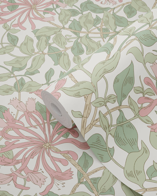 ESTAhome behang bloemen groen en roze - 50 x 900 cm - 131029 - vtwonen shop