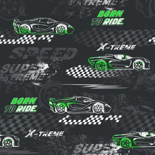 Sanders & Sanders behang race auto's groen en zwart wit - 50 x 900 cm - 935362