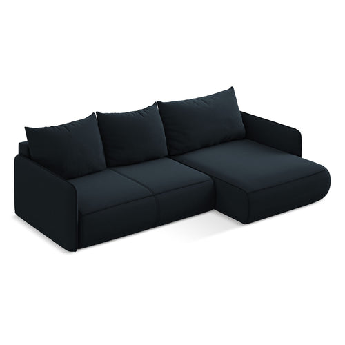 LaMiaSofa hoekbank rechts Palermo - velours - koningsblauw - 240x148x86