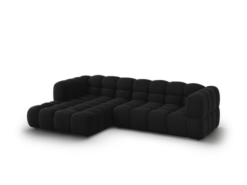 Cosmopolitan Design Modulaire hoekbank links Sky 4-zits, flueel, zwart - 162x272x70cm