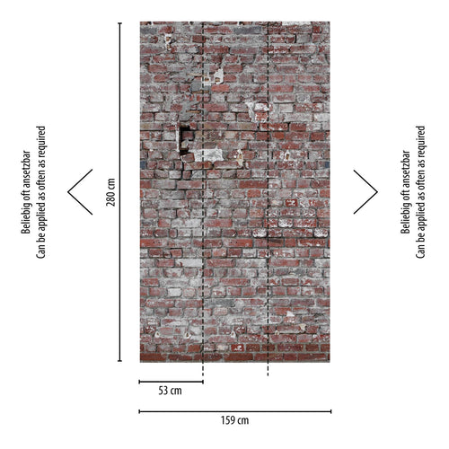 One Wall one Role fotobehang steen rood, grijs, wit en zwart - 159 x 280 cm - AS-383371 - vtwonen shop