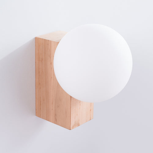 Sollux Lighting Wandlamp BULBO natuurlijk hout - 12x16x17cm