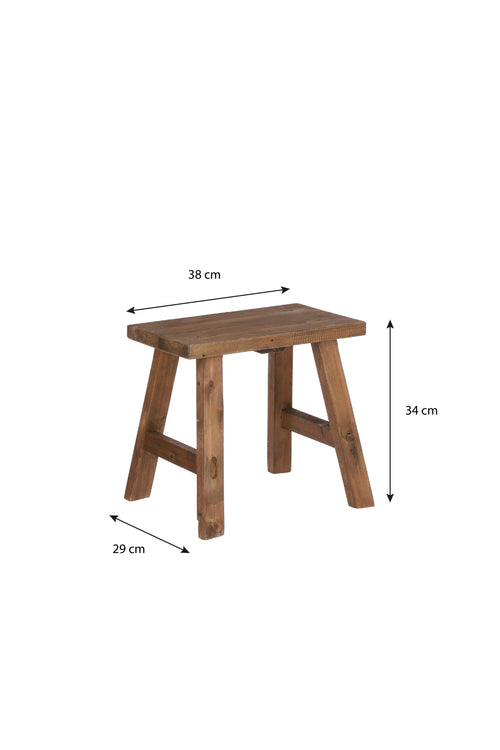 Mica Decorations Bold Houten Krukje - L38 x B29 x H34 cm - Gerecycled Hout - Bruin