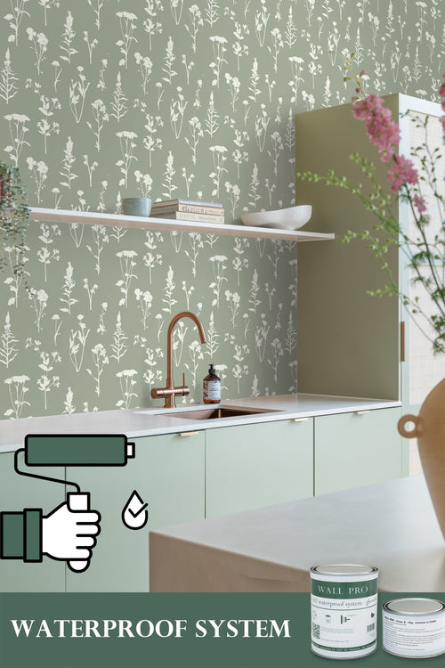 ESTAhome behang veldbloemen jade groen - 50 x 900 cm - 139395