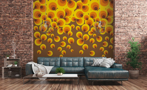 Livingwalls fotobehang retro ornamenten geel, oranje en bruin - 159 x 280 cm - AS-392581