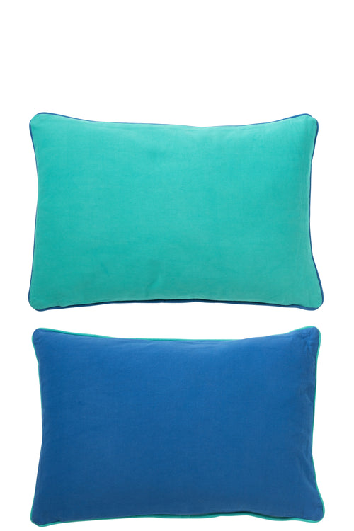 J-Line kussen Rechthoek Vis - katoen - blauw/azuur - 2 stuks - vtwonen shop