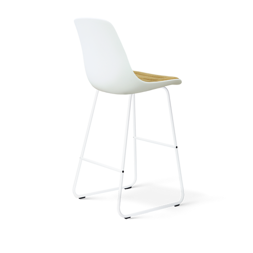 Nolon Nino-Liv barkruk wit met warm oker zitkussen - wit onderstel - 75 cm