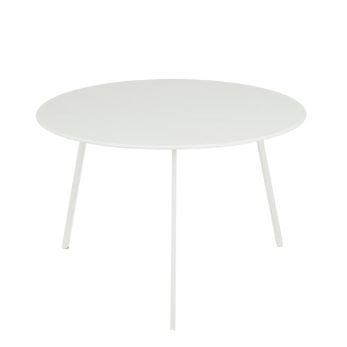 Mica Decorations Seatle Bijzettafel voor Buiten - Salontafel Rond - Plantentafel en Koffietafel - H38 x Ø58 cm - Metaal - Wit
