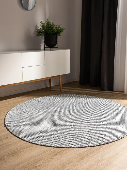 benuta katoenen vloerkleed Ron - beige/zwart - ø 160 cm
