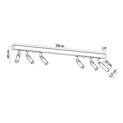 Sollux Lighting Plafondlamp EYETECH 6 wit - 100x3x20cm