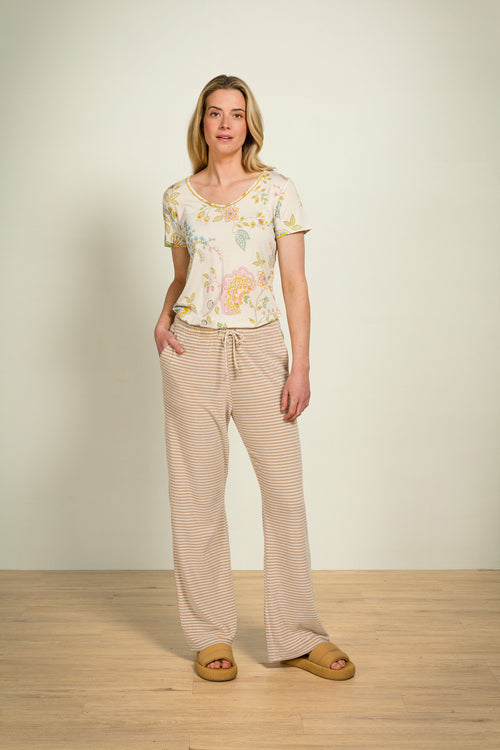 Pip Studio - Britta Pyjamabroek - Dames - Little Sumo Stripe - Zand - XL