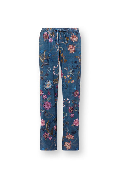Pip Studio - Belin Pyjama Broek Dames - Coco Flower - Blauw - XXL