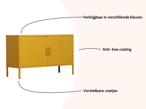 MaximaVida metalen TV lockerkast Finn 100 x 40 x 64 cm okergeel - 1 schap - vtwonen shop