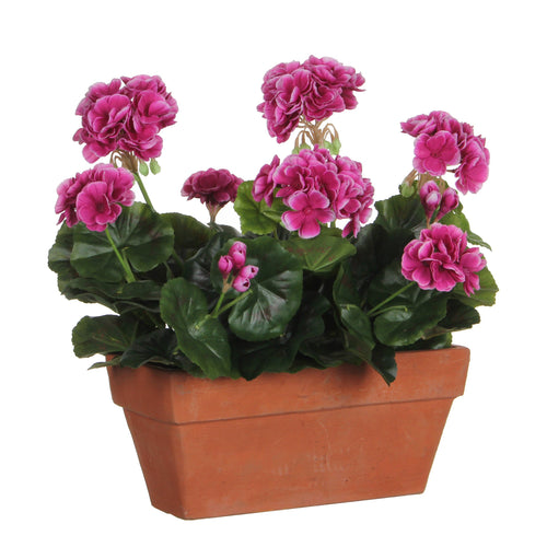 Mica Decorations Geranium Kunstplant in Balkonbak - L29 x B13 x H40 cm - Paars