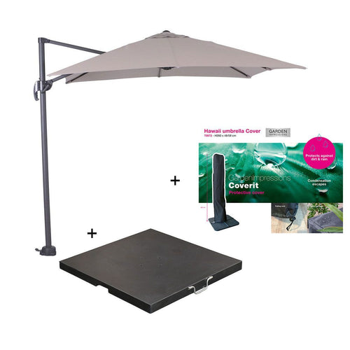 Garden Impressions zweefparasol Hawaii S zand 250x250 cm incl 80 kg voet en hoes