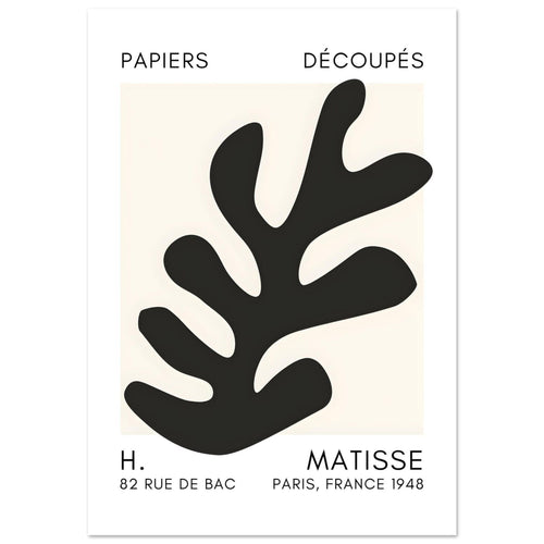 Artfulprints Poster met Lijst Matisse – Ocean petals black   - 50x70 cm - Zwart