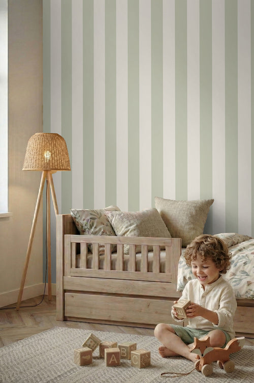 Sanders & Sanders behang strepen groen en beige - 53 cm x 10.05 m - 640689