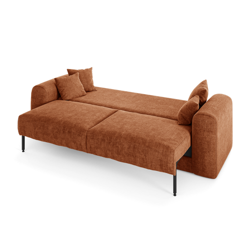 Sia Home - Slaapbank met opbergruimte, notenhout RIO - kruisbinding terracotta 250cm