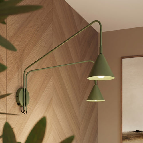 Sollux Lighting Wandlamp NOX 2 olijfgroen met schakelaar - 150x80x30cm