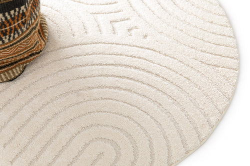 AFK Living vloerkleed Groove - reliëfeffect - wit - 120 x 120 cm