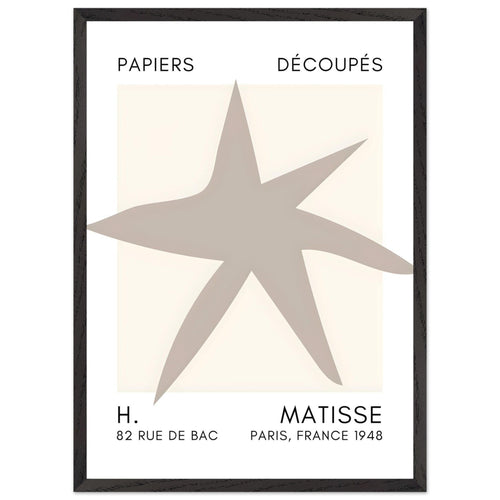 Artfulprints Poster met Lijst Matisse – Star of the sea grey   - 50x70 cm - Grijs