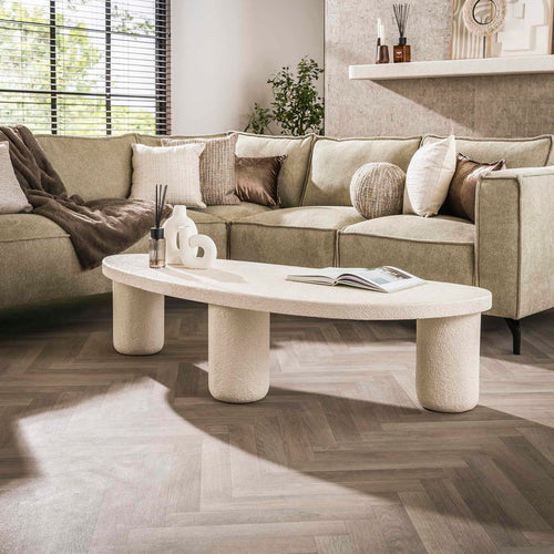 Giga Meubel Salontafel Kiezel - Wit Marmer Composiet - 160x65x40cm