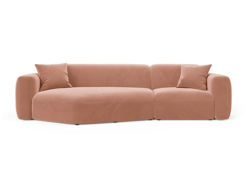 Cosmopolitan Design Modulaire hoekbank links Strino 3-zits, flueel roze - 136x308x78cm