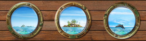Sanders & Sanders zelfklevende behangrand zeezicht bruin en blauw - 500 x 14 cm - 600075