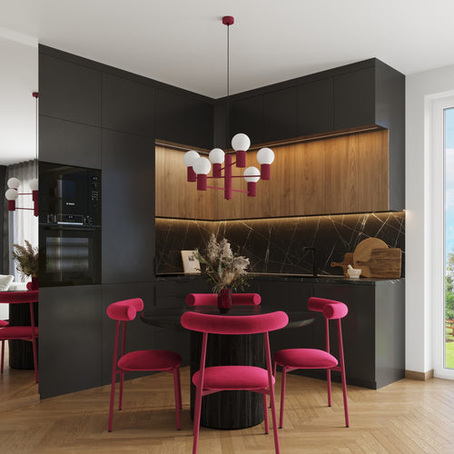 Sollux Lighting Kroonluchter HALO 6 bordeauxrood - 64x64x230cm