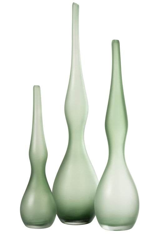J-Line vaas Adria Gebogen Fluit - glas - muntgroen - 3 stuks - 64 cm hoog - vtwonen shop