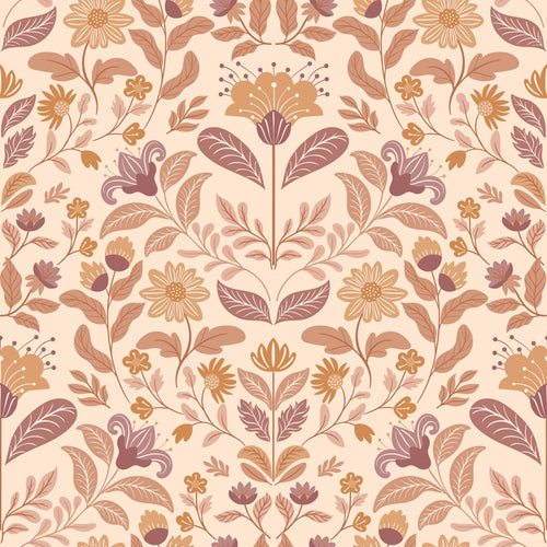 ESTAhome behang vintage bloemen beige en paars - 50 x 900 cm - 131896